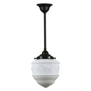 Senator Opal Matt 8&quot; Shade w 3/4&quot; x 1/2m Black Rod Pendant by null, a Chandeliers for sale on Style Sourcebook