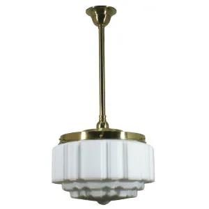 St Kilda Opal Matt 14&quot; Shade w 3/4&quot; x 1/2m Brass Rod Pendant by null, a Chandeliers for sale on Style Sourcebook