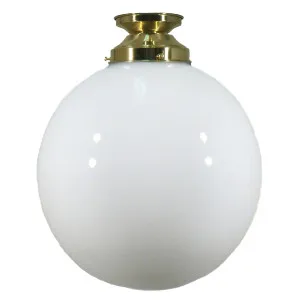 Opal Gloss Sphere 12&quot; Shade w 4 1/4&quot; Brass Batten Fix Light by null, a Chandeliers for sale on Style Sourcebook