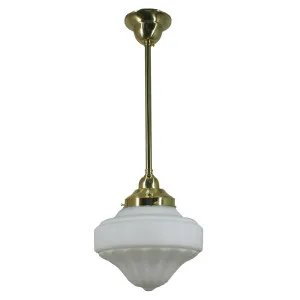 Derby Opal Matt 9&quot; Shade w 1/2&quot; x 1/2m Brass Rod Pendant by null, a Lighting for sale on Style Sourcebook