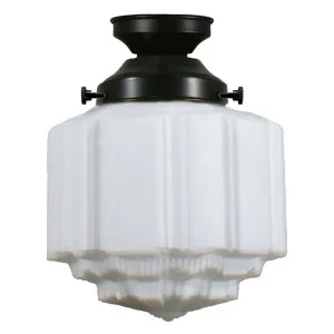 St Kilda Opal Matt 8&quot; Shade w 4 1/4&quot; Black Batten Fix Light by null, a Lighting for sale on Style Sourcebook