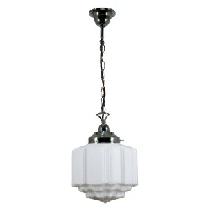 St Kilda Opal Matt 8&quot; Shade w Chrome Chain Suspension Pendant by null, a Lighting for sale on Style Sourcebook