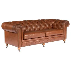 Sheffield 3 Seater Leather Sofa, Vintage Whiskey by null, a Sofas for sale on Style Sourcebook