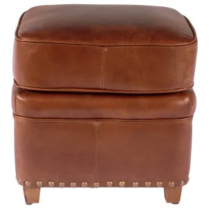 Newton Leather Ottoman, Vintage Whiskey by null, a Ottomans for sale on Style Sourcebook