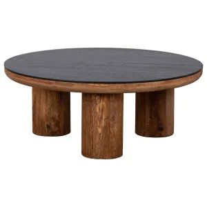 Knoxville 92cm Reclaimed Pine Round Coffee Table, Black by null, a Coffee Table for sale on Style Sourcebook