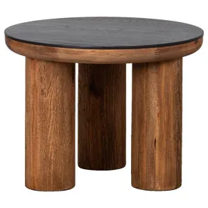 Knoxville 62cm Reclaimed Pine Round Side Table, Black by null, a Side Table for sale on Style Sourcebook