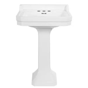 Emile 60cm 3 Tap Hole Pedestal Basin, White by null, a Basins for sale on Style Sourcebook