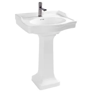 Francis 62cm 1 Tap Hole Pedestal Basin, White by null, a Basins for sale on Style Sourcebook