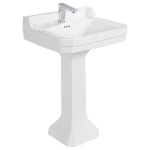 Emile 60cm 1 Tap Hole Pedestal Basin, White by null, a Basins for sale on Style Sourcebook