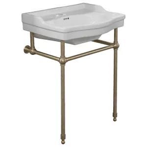 Bristol 62cm 1 Tap Hole Console Basin, White &amp; Brushed Gold by null, a Basins for sale on Style Sourcebook