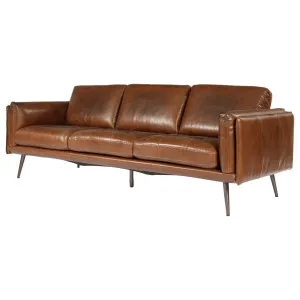 Ronan 3 Seater Leather Sofa, Vintage Whiskey by null, a Sofas for sale on Style Sourcebook