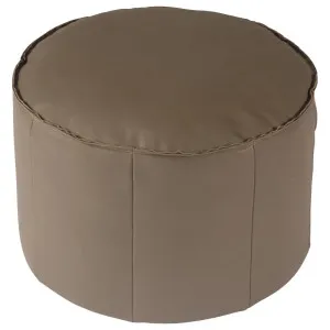 Elina 60cm Round Leather Footstool, Cement Grey by null, a Ottomans for sale on Style Sourcebook