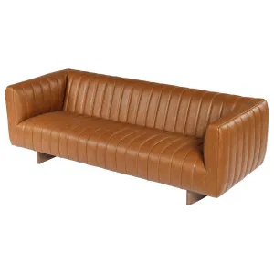 Risson 3 Seater Leather Sofa, Roche Tan by null, a Sofas for sale on Style Sourcebook