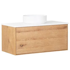 Alero 90 White Resin Top Wall Hung Vanity, Acacia Tan by null, a Vanities for sale on Style Sourcebook