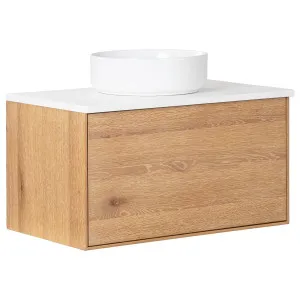 Alero 75 White Resin Top Wall Hung Vanity, Acacia Tan by null, a Vanities for sale on Style Sourcebook