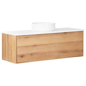 Alero 120 White Resin Top Wall Hung Vanity, Acacia Tan by null, a Vanities for sale on Style Sourcebook