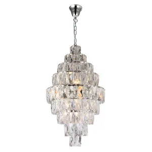 Waterfall 12 Light 9 Tier Chandelier Chrome by null, a Chandeliers for sale on Style Sourcebook