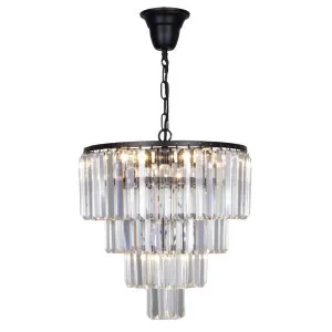 Celestial 5 Light 4 Tier Chandelier Matte Black by null, a Chandeliers for sale on Style Sourcebook