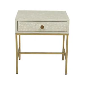 Taj Blossom Bedside - Fog Grey - Antique Brass by null, a Bedside Tables for sale on Style Sourcebook