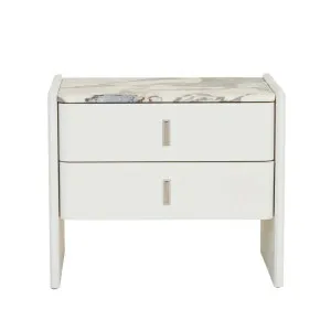 Pearce Marble 2 Drawer Bedside - Matt Ocean Marble - Bone by null, a Bedside Tables for sale on Style Sourcebook