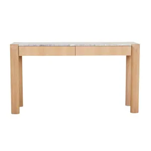 Willa Marble Console - Grey Marble - Satin Oak by null, a Console Table for sale on Style Sourcebook