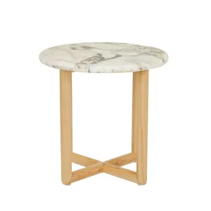 Camille Marble Side Table - Matt Ocean Marble - Natural Ash by null, a Side Table for sale on Style Sourcebook