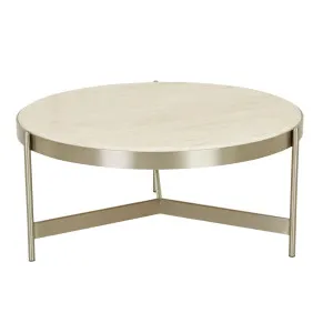 Venus Coffee Table - Natural Travertine - Brushed Stainless Steel by null, a Coffee Table for sale on Style Sourcebook
