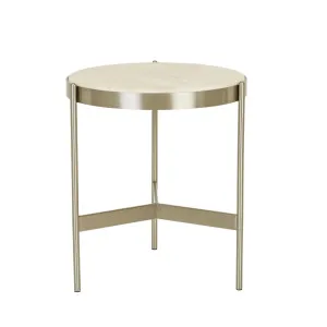 Venus Side Table - Natural Travertine - Brushed Stainless Steel by null, a Side Table for sale on Style Sourcebook