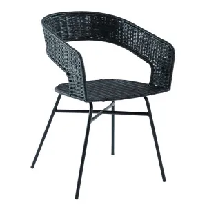 Charlotte Dining Armchair - Black Rattan - Black Metal by null, a Chairs for sale on Style Sourcebook