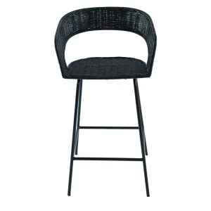 Charlotte Barstool - Black Rattan - Black Metal by null, a Bar Stools for sale on Style Sourcebook