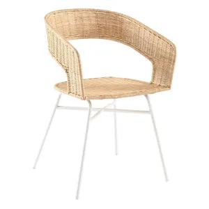 Charlotte Dining Armchair - Natural Rattan - White by null, a Chairs for sale on Style Sourcebook