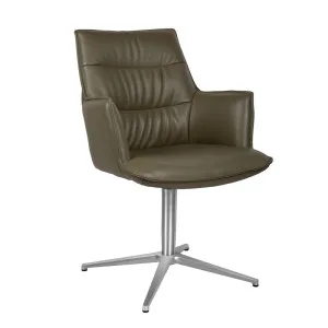 Lawson Swivel Base Chair - Olive Leather - Chrome by null, a Chairs for sale on Style Sourcebook