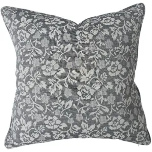Blossom Elegance Linen Cotton Cushion 55cm Square - Dark Grey by null, a Cushions, Decorative Pillows for sale on Style Sourcebook