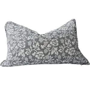Blossom Elegance Linen Cotton Cushion 40x60cm Lumbar - Dark Grey by null, a Cushions, Decorative Pillows for sale on Style Sourcebook