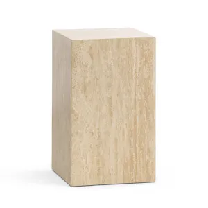 Cubie Plinth Small, Cream Travertine by L3 Home, a Side Table for sale on Style Sourcebook