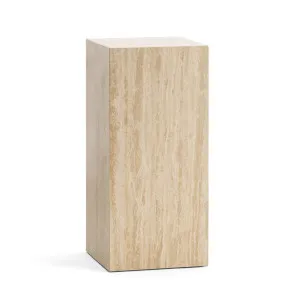 Cubie Plinth Medium, Cream Travertine by L3 Home, a Side Table for sale on Style Sourcebook