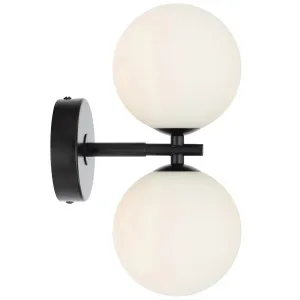 Telbix Black Felton 2 Light Wall Light Opal Matt by Telbix, a Outdoor Lighting for sale on Style Sourcebook
