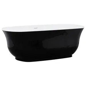 Marietta 170cm Freestanding Acrylic Bath w White Overflow &amp; Waste, Black &amp; White by null, a Bathtubs for sale on Style Sourcebook