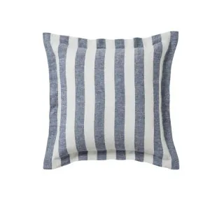 Ex Display - Weave Luca 50cm European Linen Stripe Cushion - Ocean by Interior Secrets - AfterPay Available by Interior Secrets, a Cushions, Decorative Pillows for sale on Style Sourcebook