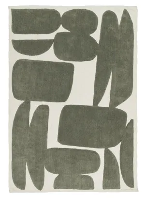 Azibo Green Abstract Washable Wool Rug by Miss Amara, a Shag Rugs for sale on Style Sourcebook