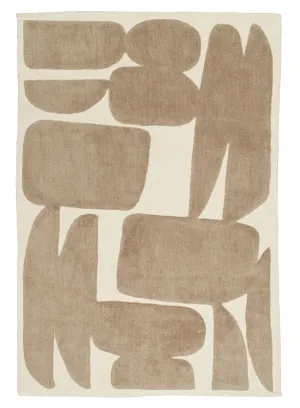 Eluru Taupe Abstract Washable Wool Rug by Miss Amara, a Shag Rugs for sale on Style Sourcebook