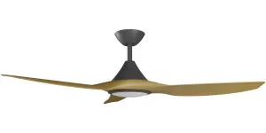 Calibo Smart CloudFan 52" (1300mm) ABS DC Ceiling Fan with 20W CCT LED Light and Remote Black & Teak by Calibo, a Ceiling Fans for sale on Style Sourcebook