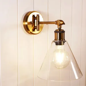Oriel Lighting Heath Swing Arm Wall Light Satin Brass by Oriel Lighting, a Outdoor Lighting for sale on Style Sourcebook