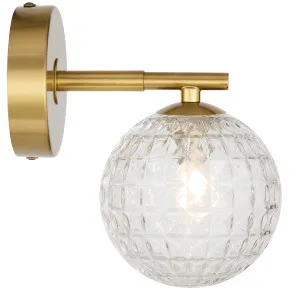 Telbix Felton Antique Gold 1 Light Wall Light - Clear Prism by Telbix, a Wall Lighting for sale on Style Sourcebook