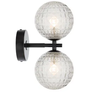 Telbix Black Felton 2 Light Wall Light Clear Prism by Telbix, a Outdoor Lighting for sale on Style Sourcebook