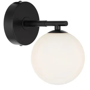 Telbix Felton Black 1 Light Wall Light Opal Matt by Telbix, a Outdoor Lighting for sale on Style Sourcebook