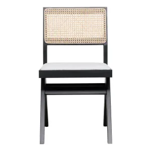 Abbotsford Dining Chair in Beechwood Black / Rattan and Boucle by OZ Design, a Dining Chairs for sale on Style Sourcebook