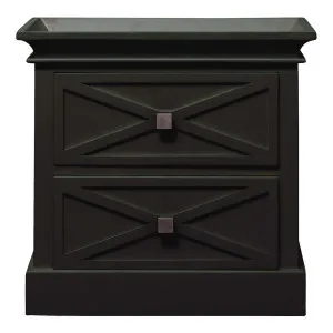 Island Bedside Table Low 2 Drawer in Mangowood Black by OzDesignFurniture, a Bedside Tables for sale on Style Sourcebook
