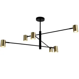 Nora Living Umi 6 Light Pendant Matt Black and Satin Brass by Nora Living, a Pendant Lighting for sale on Style Sourcebook