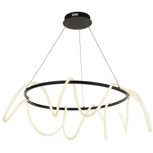 Nora Living Flow Round Rope Light LED Pendant Black by Nora Living, a Pendant Lighting for sale on Style Sourcebook